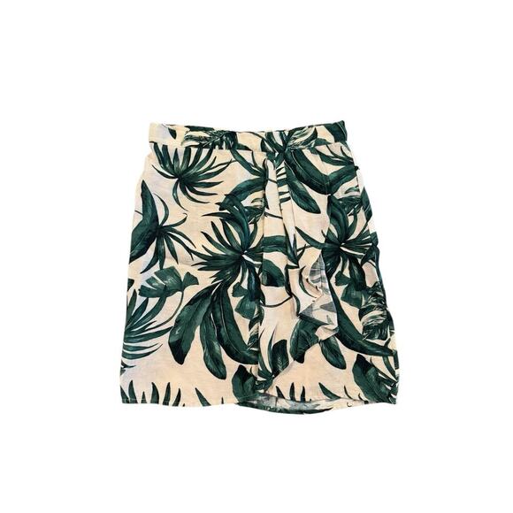 H&M Women’s Tropical Leaf Print Wrap Skirt Size 4 EUR 36 Zip Back Viscose Blend - Picture 2 of 8